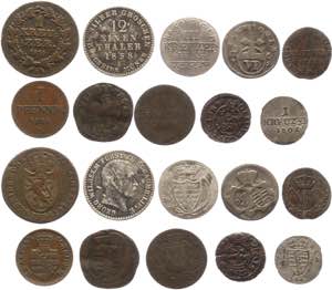 German States Lot of 10 Coins with Silver ... 