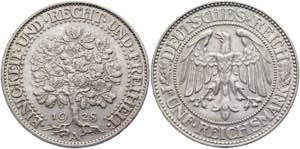 Germany - Weimar Republic 5 Reichsmark 1928 ... 