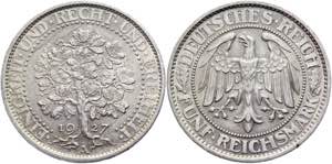 Germany - Weimar Republic 5 Reichsmark 1927 ... 
