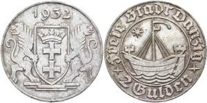 Danzig 2 Gulden 1932 KM# 155; Silver 9,85g.; ... 