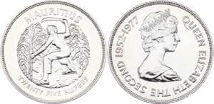 Mauritius 25 Rupees 1977 KM# 43; Silver; ... 