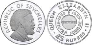 Seychelles 25 Rupees 1977 KM# 38a; Silver ... 