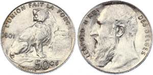 Belgium 50 Centimes 1901 KM# 50; Silver; ... 