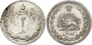 Iran 2 Rials 1931 AH 1310 KM# 1130; Silver; ... 