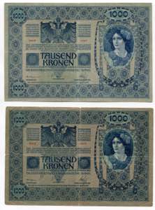 Austria 3 x 1000 Kronen 1902 P# 8a