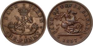 Canada Upper Penny 1857 KM# Tn3; Copper ... 