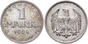 Germany - Weimar Republic 1 Mark 1924 E KM# ... 