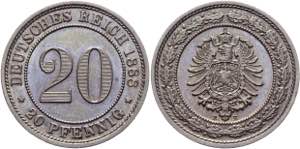 Germany - Empire 20 Pfennig 1888 E KM# 90.1; ... 