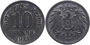 Germany - Empire 10 Pfennig 1921 KM# 26; ... 