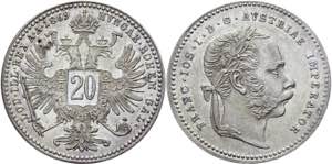 Austria 20 Kreuzer 1869 KM# 2212; Silver ... 