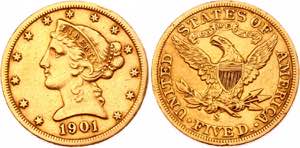 United States 5 Dollars 1901 S KM# 101; Gold ... 