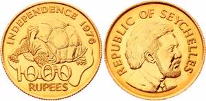 Seychelles 1000 Rupees 1976 KM# 29; Gold ... 