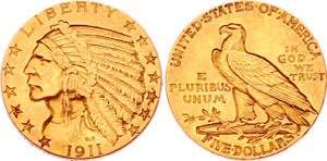 United States 5 Dollars 1911 KM# 129; Gold ... 