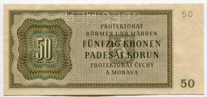 Bohemia & Moravia 50 Korun 1944 Specimen P# ... 