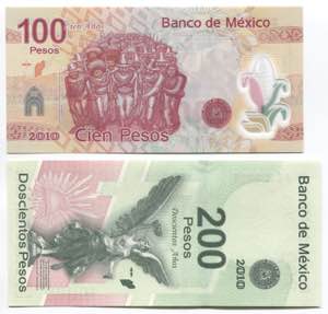 Mexico 100 & 200 Pesos 2010 Commemorative P# ... 