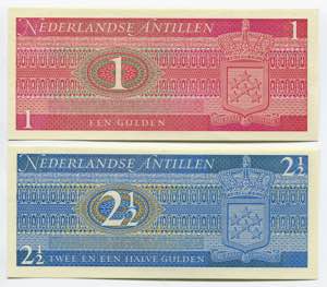 Netherlands Antilles 1 & 2-1/2 Gulden 1970 ... 