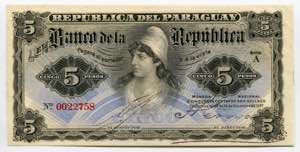 Paraguay 5 Pesos 1907 P# ... 