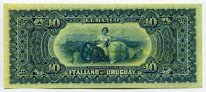 Uruguay Italian 10 Pesos 1887 RARE № ... 