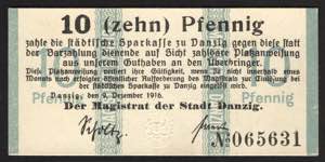 Danzig 10 Pfennig 1916 ... 
