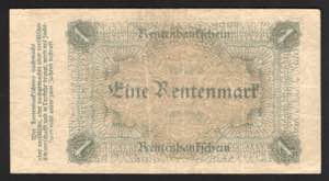 Germany - Weimar Republic 1 Rentenmark 1923 ... 