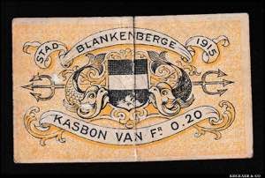 Belgium Blankenberge 20 Centimes 1915 F