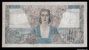 France 5000 Francs 1946 Rare P# 103c; VF