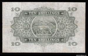 East Africa 10 Shillings 1939 Rare P# 26B; VF