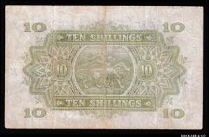 East Africa 10 Shillings 1950 P# 29b; VF