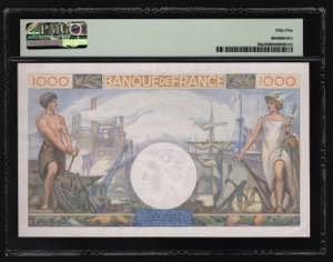 France 1000 Francs 1940 PMG 55 P# 96a; aUNC