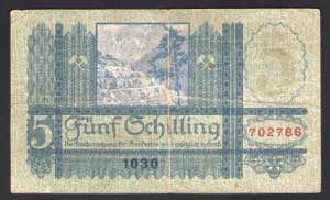 Austria 5 Schilling 1927 P# 93; VF