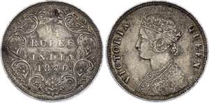 British India 1/4 Rupee 1876 C KM# 470; ... 