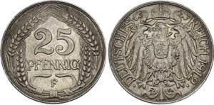 Germany - Empire 25 Pfennig 1912 F KM# 18; ... 