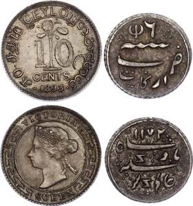 British India Madras & Ceylon 1/4 Rupee - 10 ... 