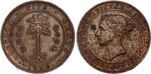 Ceylon 5 Cents 1890 KM# 93; Victoria; XF