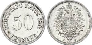 Germany - Empire 50 Pfennig 1875 C KM# 6; ... 
