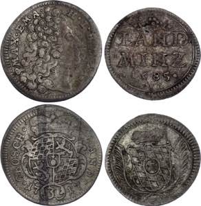 German States Bavaria 10 Pfennig 1685 & 3 ... 
