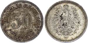 Germany - Empire 50 Pfennig 1876 A KM# 6; ... 
