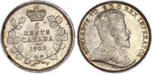 Canada 5 Cents 1902 KM# 9; Silver; Edward ... 