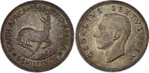 South Africa 5 Shillings 1949 KM# 40.1; ... 