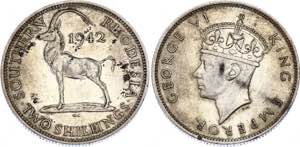 Rhodesia 2 Shillings 1942 KM# 19; Silver; ... 