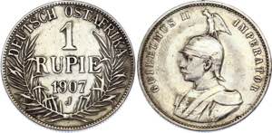 German East Africa 1 Rupie 1907 J KM# 10; ... 