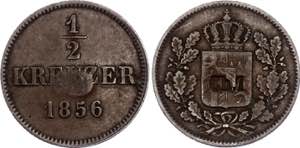 German States Bavaria 1/2 Kreuzer 1856 With ... 