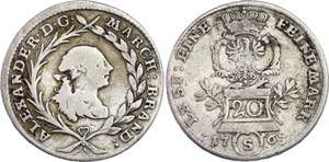 Austria 20 Kreuzer 1763 S KM# 2028; Silver; ... 