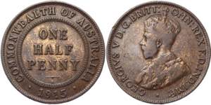 Australia Half Penny 1915 H Key Date Very ... 