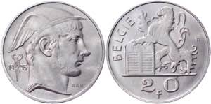 Belgium 20 Francs 1953 KM# 141.1; Silver ... 