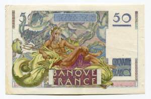 France 50 Francs 1950 P# 127c; VF-XF