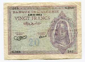 Algeria 20 Francs 1943 ... 