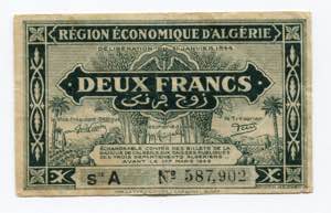 Algeria 2 Francs 1944 P# ... 