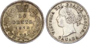 Canada 10 Cents 1874 H KM# 3; Silver; ... 