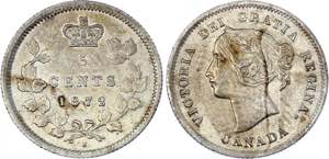 Canada 5 Cents 1872 H KM# 2; Silver; ... 